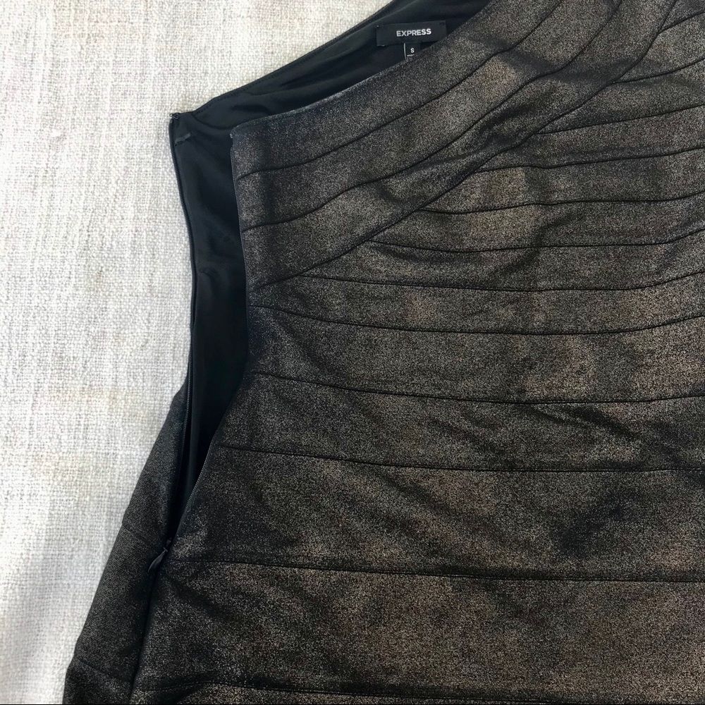One shoulder Dress Express Small Metallic Bronze - Picture 5 of 10